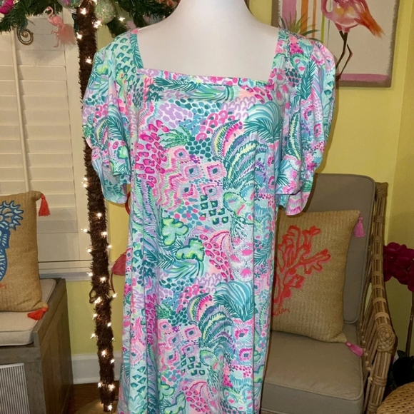 Lilly Pulitzer Hayon Short Sleeve  Dress (Banana Split) Size L - Picture 9 of 13